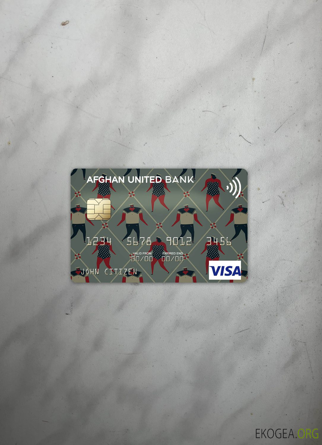 Afghanistan Afghan United Bank carte visa photolook , avant